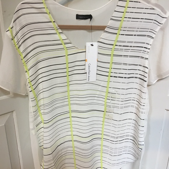 Calvin Klein Jeans White Short Sleeve Blouse NWT - Picture 4 of 11